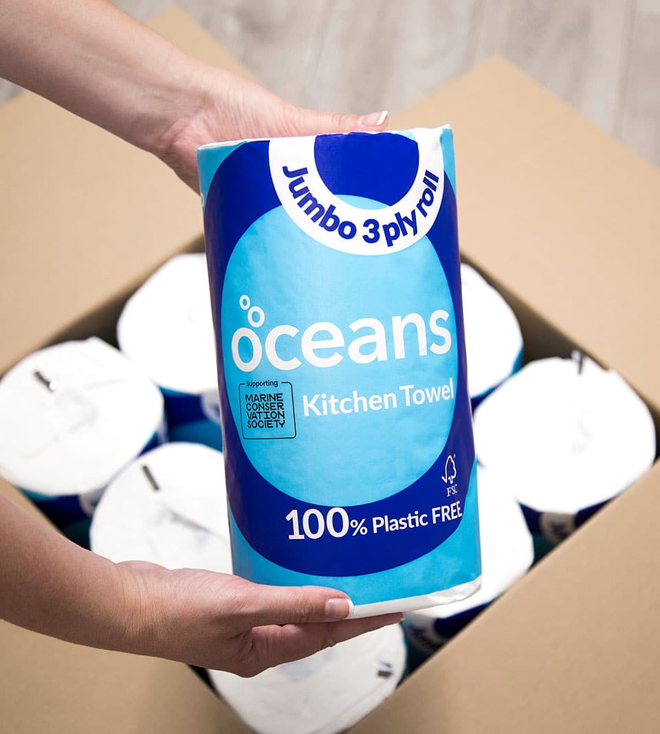 Ocean's eco-friendly kitchen roll 9 pack box